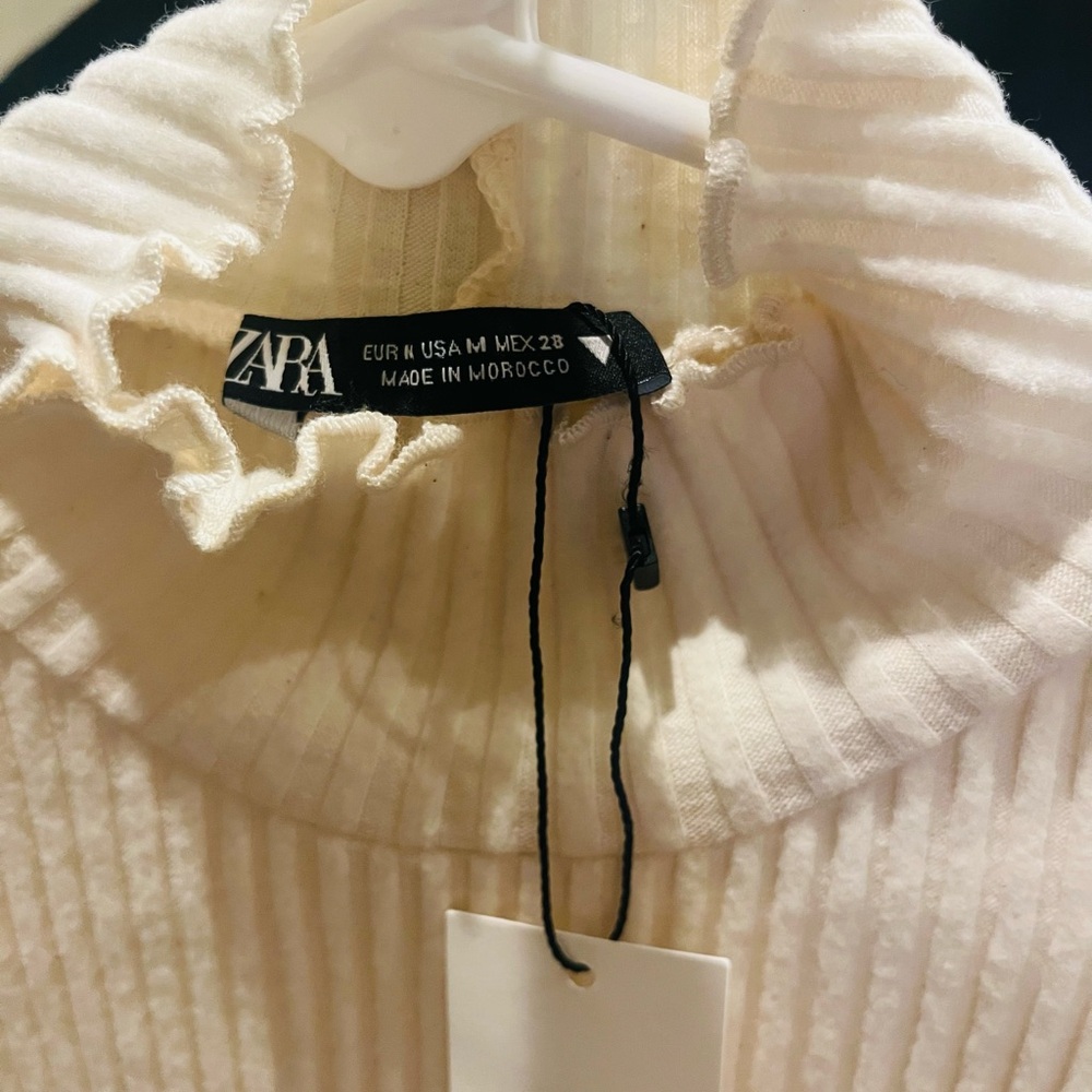 Ivory Ribbed Long Sleeve Zara Top - Picture 3 of 3